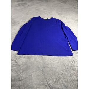 Lauren Ralph Lauren Shirt Womens Large Blue Long Sleeve Stretch Cotton Top
